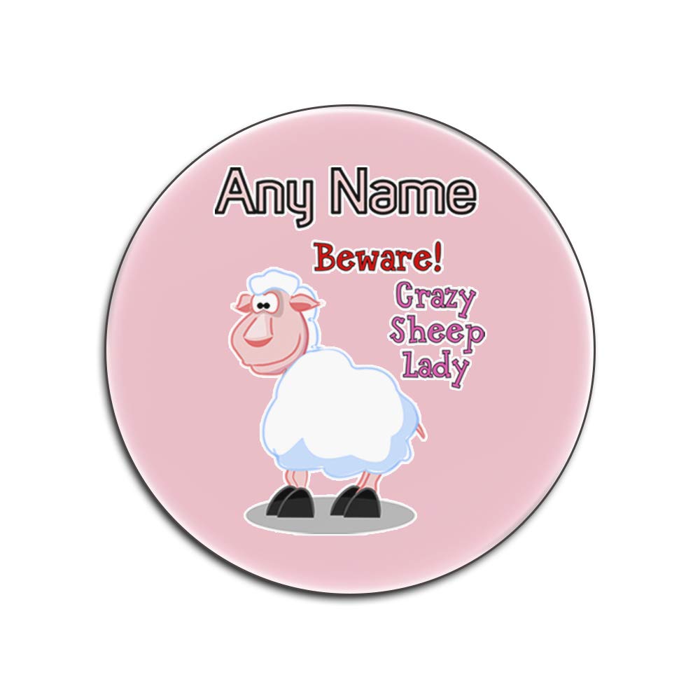 Sottobicchiere Personalizzato UniGift Con Scritta 'Crazy Cow Lady' In Inglese, Fondo Lucido In Truciolato, Rotondo, Rosa E Bianco, Regalo Personalizzabile Con Nome, Stampato Nel Regno Unito - 3