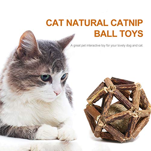 Brinquedos para bolas de gato,Catnip Ball Toys Natural Silvervine Sticks Catnip Chew Toys Rodada Gir