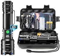 PHIXTON Rechargeable Torch LED Super Bright 1000000 Lumens Single One Mode, Long Distance 1000 Meters Powerful Flashlight Zoomable, Long Lasting 10H Strong Touch, USB C Input Output & Digital Display