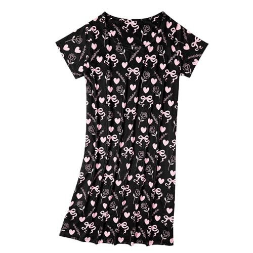 Image of American Trends Nightgowns for Women Cotton Night Shirts Short Sleeve Knee-Length, Sleep Shirts Summer Pajamas Sleepwear