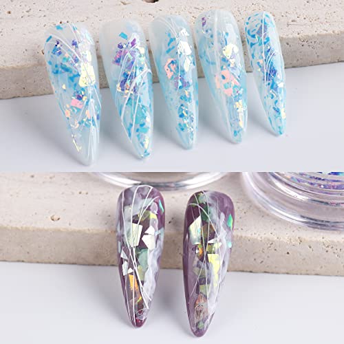 Mermaid Sequin Nail Glitter Flakes 6Boxes Irregular Iridescent Nail Foil Flakes Mylar Flakes For Nails Opal Holographic Chunky Glitter Set Nail Art Paillette Confetti For Nail Art, Body, Face Decor #TOP1