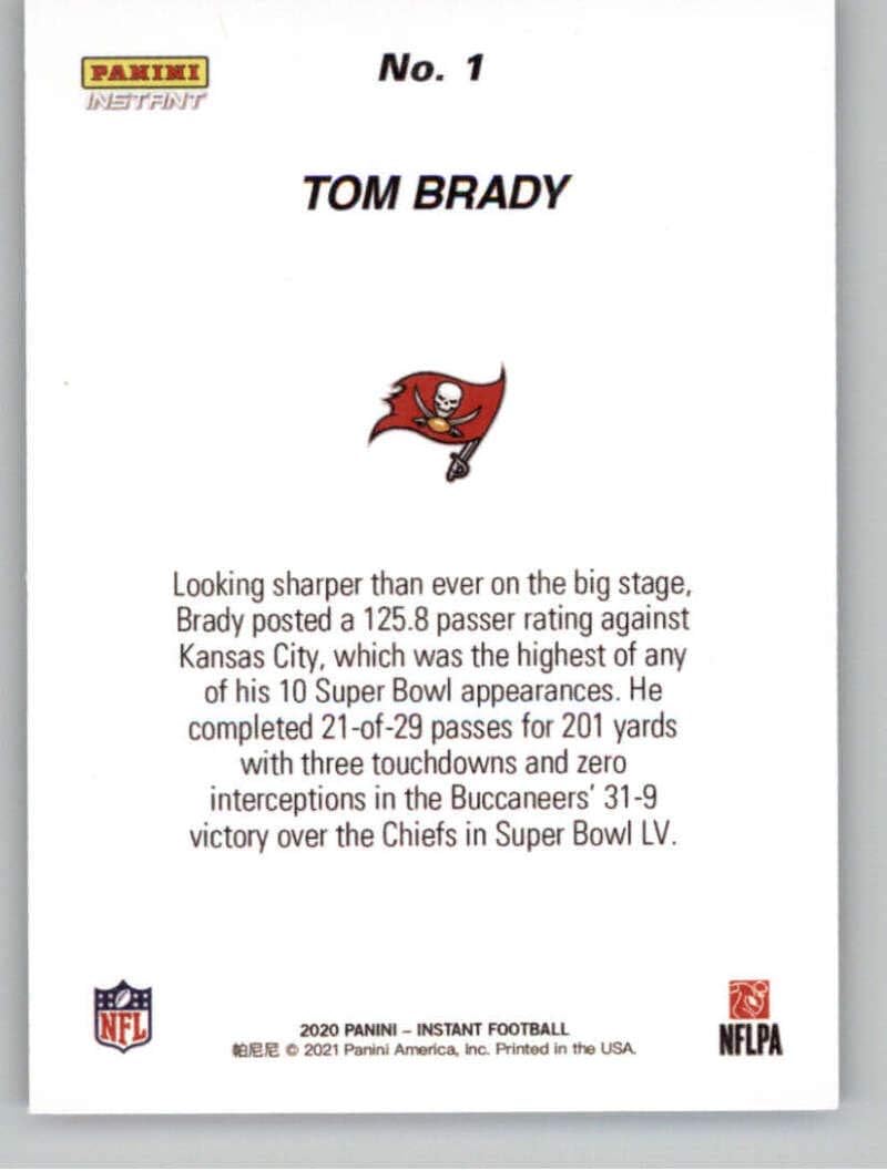 2021 Panini Super Bowl LV Champions #1 Tom Brady Tampa Bay Buccaneers (2020 NFL Season Champs - Panini Instant) NFL Football Card NM-MT