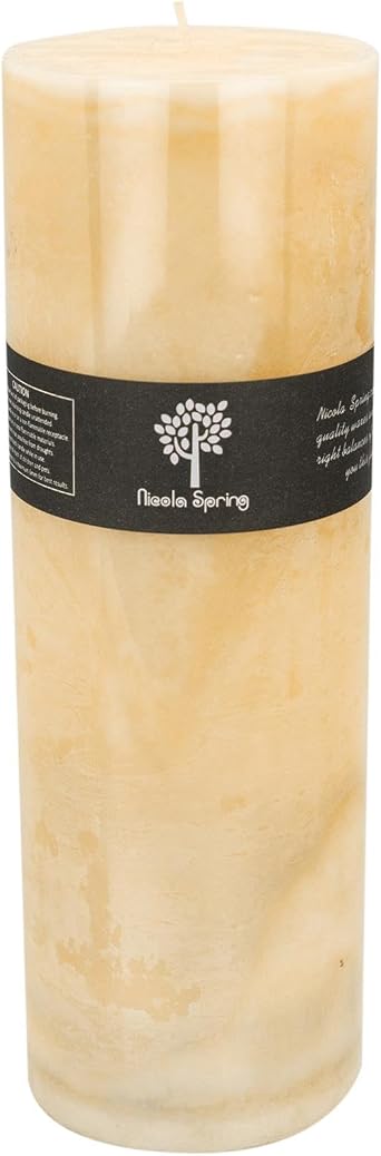 Nicola Spring Scented Pillar Candle - Vanilla Scent - 215 Hour Burning Time - Vanilla Candles Ivory Round Pillar Aromatherapy for Home Fragrance, Kitchen, Living Room, Bedroom