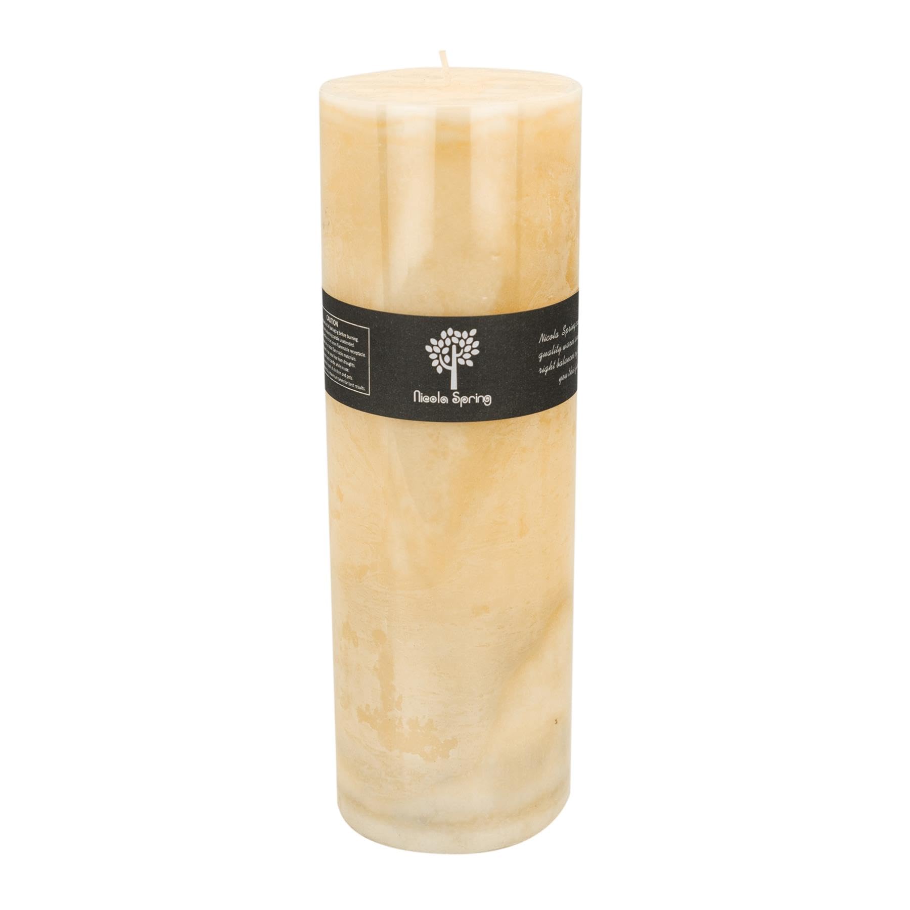 Nicola Spring Vanilla Pillar Candle - 215 Hours Burn Time - Cream
