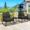 Yaheetech 3 Pieces Rattan Bistro Set, Indoor/Outdoor Wicker Patio Modern Conversation Furniture, 2 Chairs & Tempered Glass Coffee Table for Garden, Balcony, Backyard, Poolside, Black/Gray #1