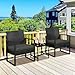 Yaheetech 3-Piece Rattan Garden Furniture Set, 2 Seater Chairs & 1 Table for Balcony with Cushions for House/Porch/Garden/Backyard... Use, Black/Gray