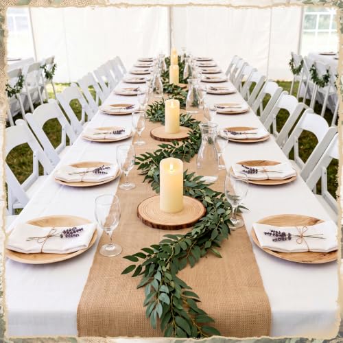 Luboyear 13 Pcs Rustic Table Centerpiece Decorations Set Farmhouse Wood Slices LED Candles Artificial Greenery for Backyard Micro Wedding Reception, Fresh Off The Market Bridal Shower, Baby Shower