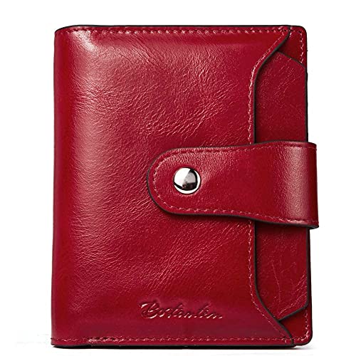Bostanten Women's Leather Designer Handbags Tote Purses Shoulder Bucket Bags And Leather Wallet Rfid Blocking Small Bifold Zipper Pocket Wallet Card Case Red Bundle #TOP14