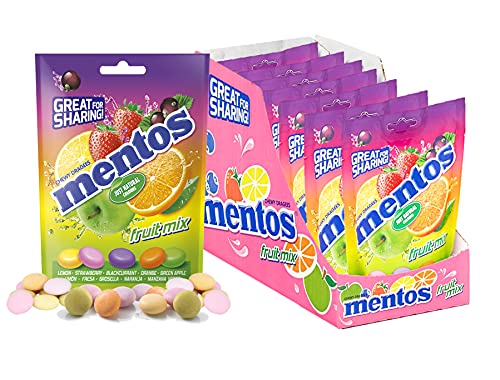 Mentos Mix Frutas, Caramelo Masticable con Zumo de Frutas - 7 bolsas de 160 gr (Total 1120 gr)