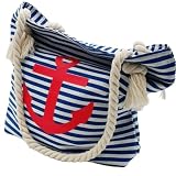 Orlob Matrosen Tasche blau-weiß gestreift mit Anker Kostüm-Zubehör Damen 28 x 34 cm Fasching Karneval Beachparty