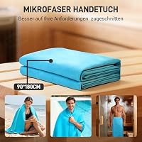 HENMI Mikrofaser Handtuch 90x180CM Blau, Badetuch Groß Weich und Tragbar – Ansicht 4