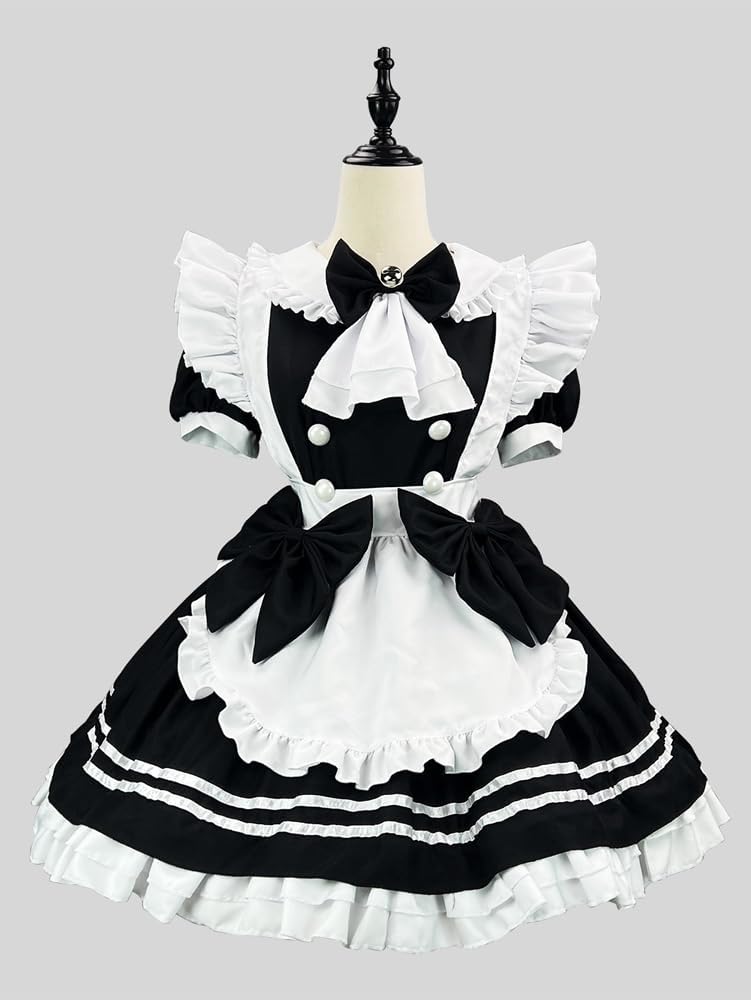 Classic Black White Maid Outfit Japanese Anime Maid Dress Little Devil Cosplay Costume for Halloween
