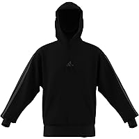 adidas Homme Essential Three Stripes Fleece Hoodie, Black/Carbon
