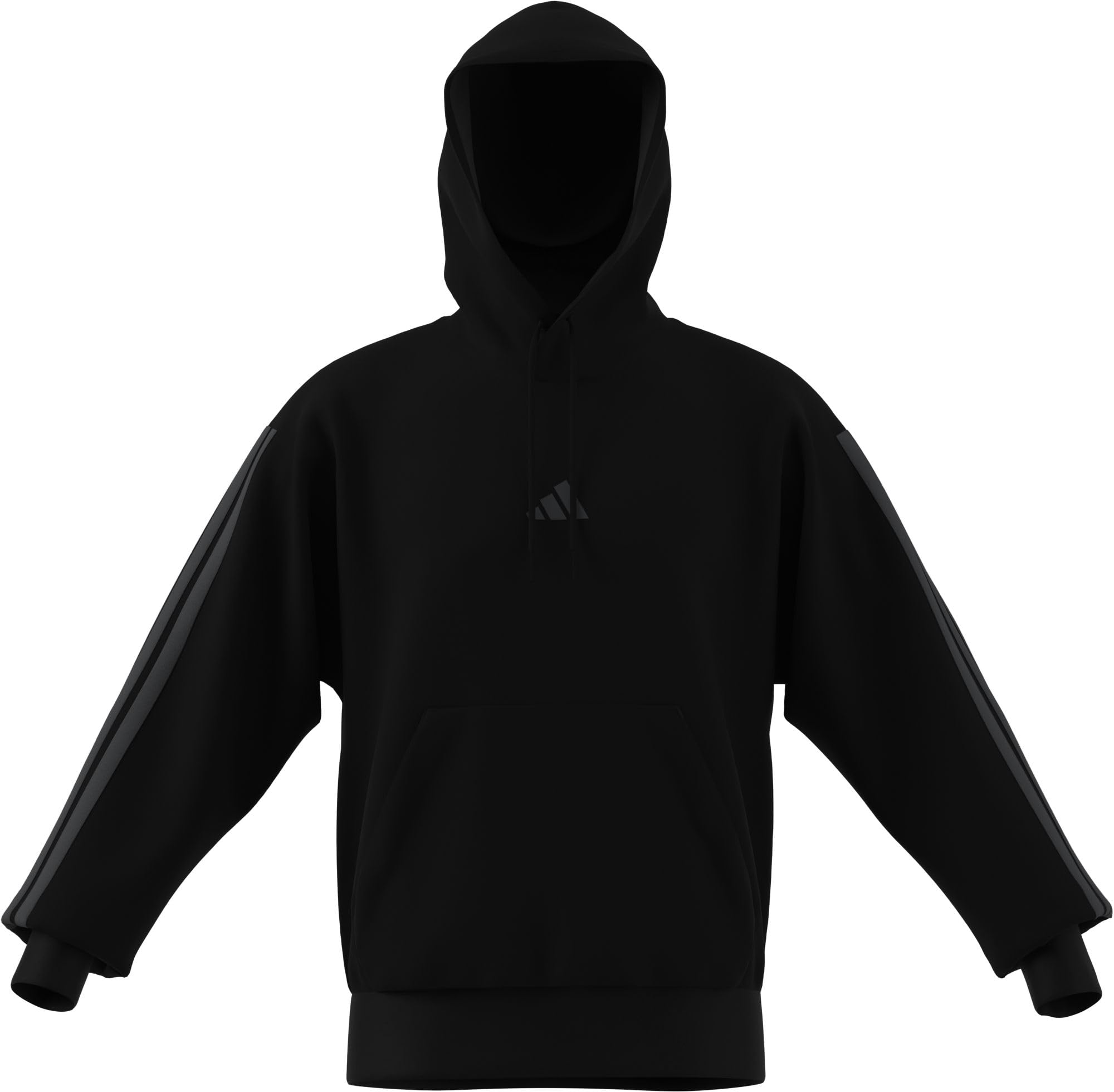 adidas Men's ESSENTIAL THREE STRIPES FLEECE HOODIE, black/carbon, M
