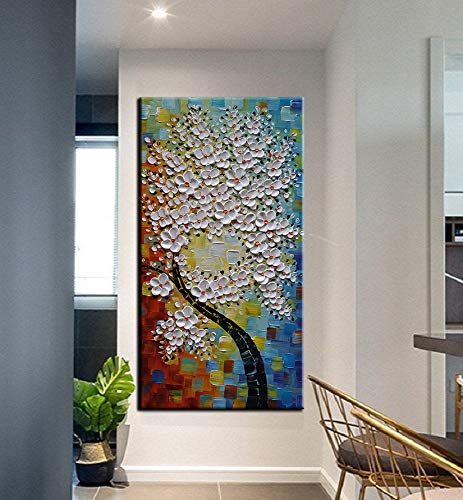 Yasheng Art -24X48Inch 3D Flowers Oil Paintings Handmade Contemporary Art Abstract Oil Painting On Canvas Texture Palette Knife Flowers Tree Paintings Modern Home Interior Decor Abstract Artwork #TOP6