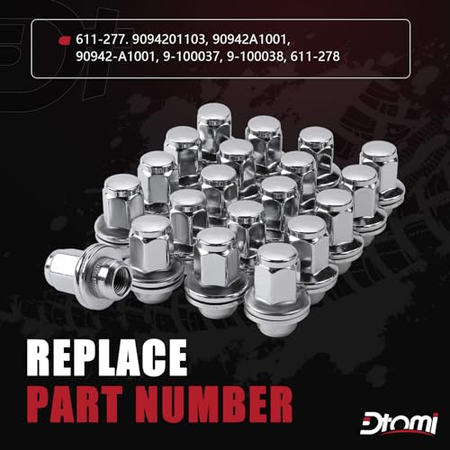Image of M14X1.5mm Wheel Lug Nuts Chrome - 14x1.5mm, 1.80 Inch 7 /8 22mm Hex Mag Washer Compatible With Toyota Lexus Vehicle Tundra Sequoia Land Cruiser LX LX470 LX570 Replace# 611-277 90942-01103 (20PCS)