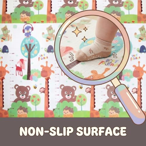 Image of Liltoes Reversible Baby PlayMat, Extra Large babies Folding Mat, Waterproof and Portable Kids Floor Mat for Learning & Crawling, Foldable Soft Foam Mat for Kids Girafe Printed (Size- 6x5 ft)