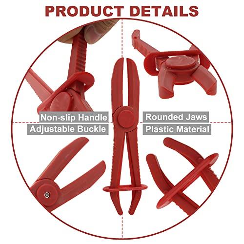 Petchor 6Pcs Hose Clamp Pliers Plastic Pinch Off Pliers, Line Clamp Pliers Set For Flexible Hoses Fuel Hoses Gas Lines Brake Hoses Radiator Hoses Coolant Hoses, Red #TOP2