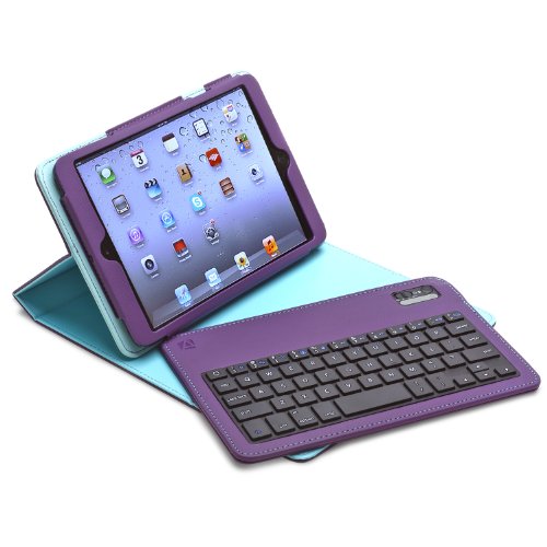 Aduro 4.5165G FACIO - Funda con Teclado Bluetooth extraíble para Apple iPad Mini, Color Morado y Turquesa