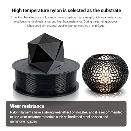 Image of Kingroon PA6 Nylon 3D Printer Filament 1.75mm, 1kg Black Filament, High Strength Filament for Engineering Parts, Dimensional Accuracy + /- 0.03mm
