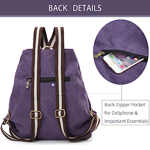Goodhan Women Canvas Backpack Daypack Casual Shoulder Bag, Vintage Heavy-Duty Anti-Theft Travel Backpack #TOP2