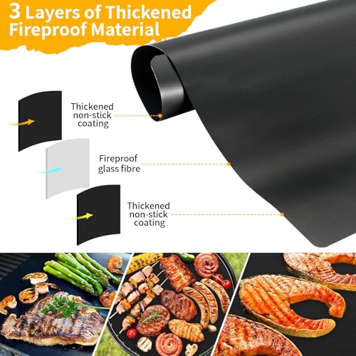 CIRULLI 8er Set BBQ Grillmatte für Gasgrill,50x32 grillmatte,Wiederverwendbar,GrillmatteZuschneidbare Größe,Hitzebeständig Grillmatte für Holzkohlegrill,Grill,Backofen