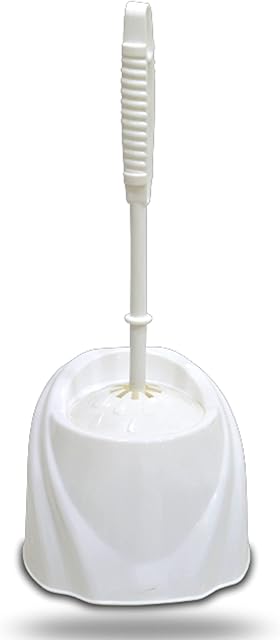 Toilet Brush and Holder with No-Slip Long Plastic Handle and Durable Bristles for Bathroom - Toilet Cleaning Bowl Brush and Holder
