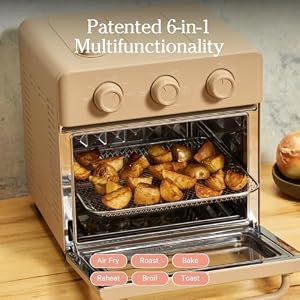 Our Place Wonder Oven | 6-in-1 Air Fryer & Toaster Oven with Steam Infusion | Compact, Countertop Friendly, Fast Preheat, Multifunctional | Air Fry, Toast, Roast, Bake, Reheat & Broil | Steam Our Place Wonder Oven 6 in 1 Air Fryer Toaster Oven with Steam Infusion Compact Countertop Friendly Fast Preheat Multifunctional Air Fry Toast Roast Bake Reheat Broil Steam