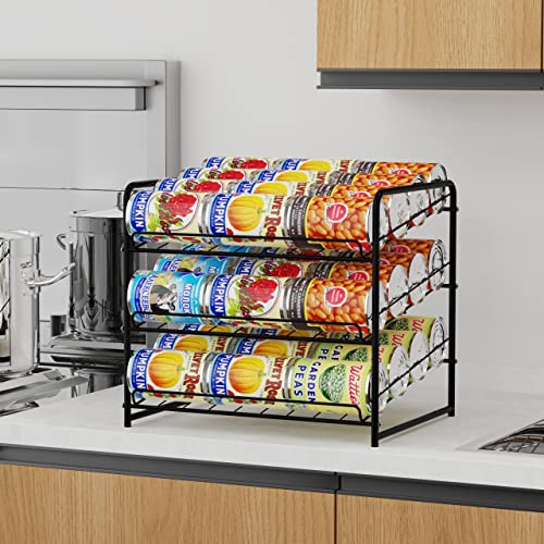 Simple Trending Can Rack Organizer, Stackable Can Storage Dispenser For Kitchen Cabinet Or Pantry, Black #TOP3