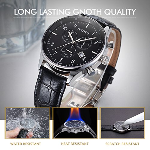 Men’s, boys casual, black wrist watch, analogue, with a leather strap