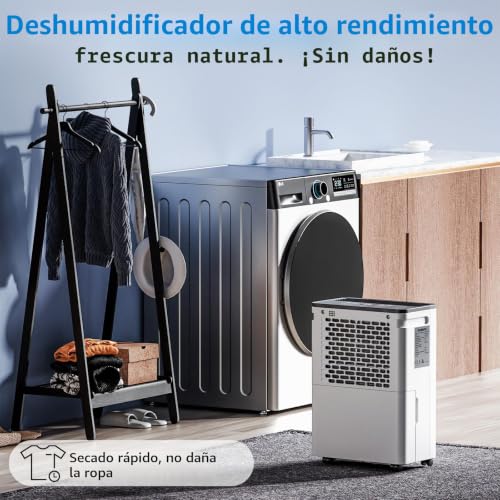Miniatura 6 de Deshumidificador 10l Con Indicador Digital De Humedad,Deshumificadores De Humedad Deshumidificador Para Hogar Hasta 30m Con Apagado Automático, Ideal Para, Baños, Dormitorios, Sótanos 10l Blanco