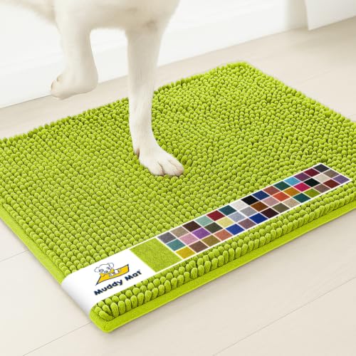 Image of Muddy Mat | Super Water Absorbent Door Mat Indoor, Microfiber Quick Dry Chenille Entryway Rug,Slip Resistant Front Door Mat,Indoor Mats for Entryway,Machine Washable Pet Rug, Spring Green 24 inch x 44 inch