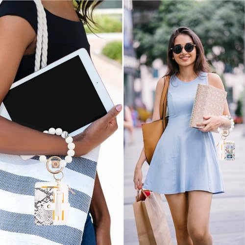 Image of COOLANS Silicone Bracelet Wristlet Wallet Credit Card Holder RFID,ID Window,Key Ring Tassel,Slim Wallet Women Keychain Purse