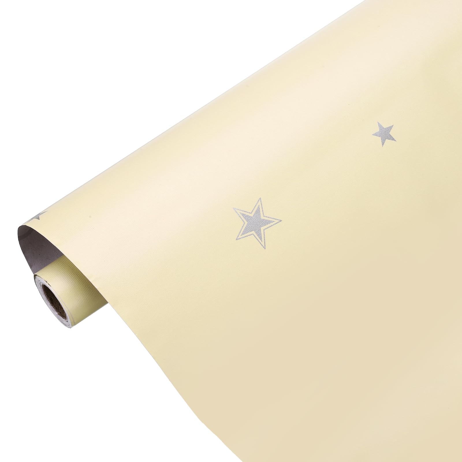 sourcing map Matte Wallpaper, 60cm x 10 Meter Vinyl Waterproof Peel and Stick Contact Paper Star Pattern Self Adhesive Wallpaper for Bedroom Kitchen Wall Countertop Decorating, Yellow
