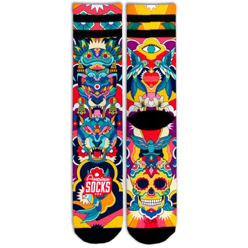 American Socks Totem - Mid High S/M - Calcetines de deporte para hombre y mujer, Calcetines de Crossfit, Calcetines de Padel, Calcetines de Running, Calcetines de Ciclismo, Bici y Skate.