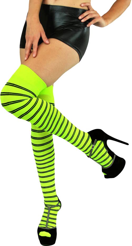 Image of ToBeInStyle Women's Opaque Hosiery Thin Striped Thigh High Long Stocking