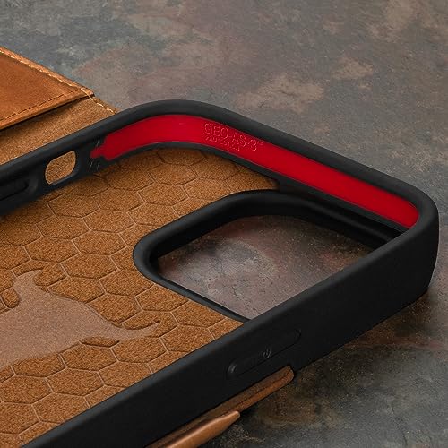 Coque iPhone 15 Pro étui portefeuille cuir compatible MagSafe