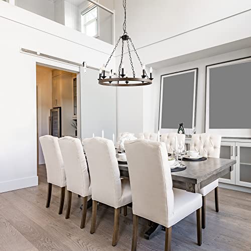 Farmhouse Chandeliers Rustic Round Wagon Wheel 8-Light Fixture For Dining & Living Room, Bedroom And Foyer #TOP3