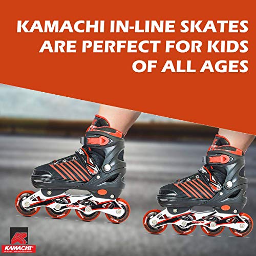 Image of KAMACHI K-1006 Adjustable Aluminium Body Inline Skates (Red, Small)