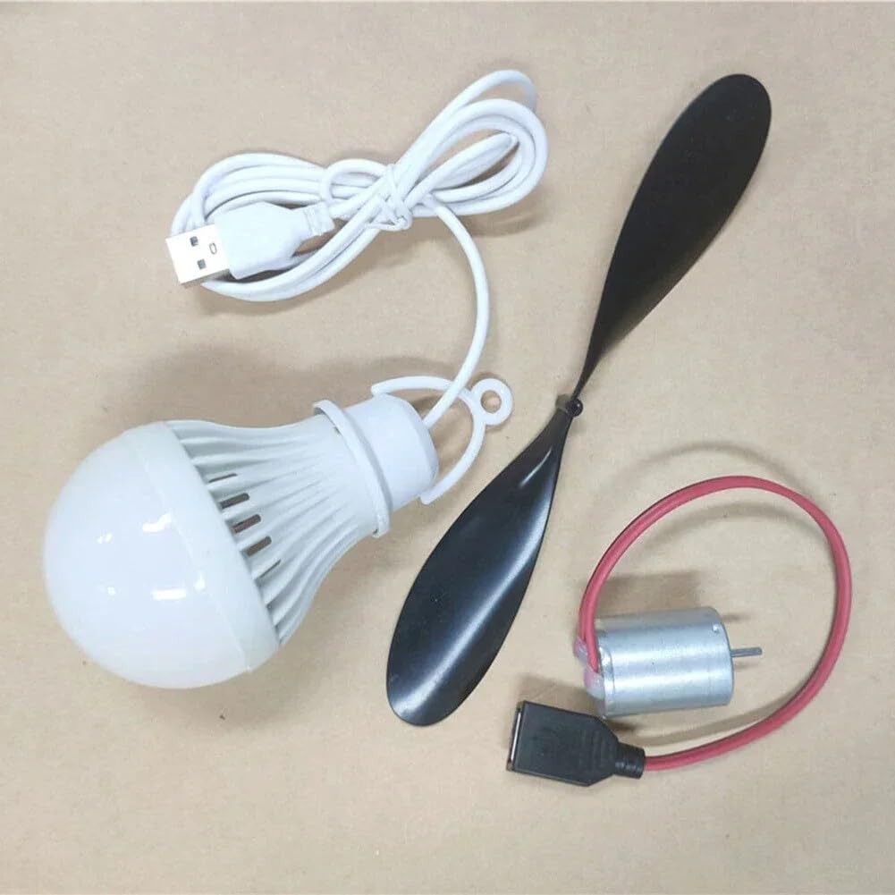 Kit generatore di energia eolica con luce LED USB, turbina eolica motorizzata, set educativo per l'apprendimento domestico con elica da 18 cm, telaio in ABS e metallo, luce da 5 W