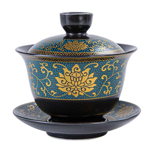 LeBlue Dehua Kung Fu Teacup with Lid and Saucer - Porcelain Gaiwan - 1 Set. 170ml