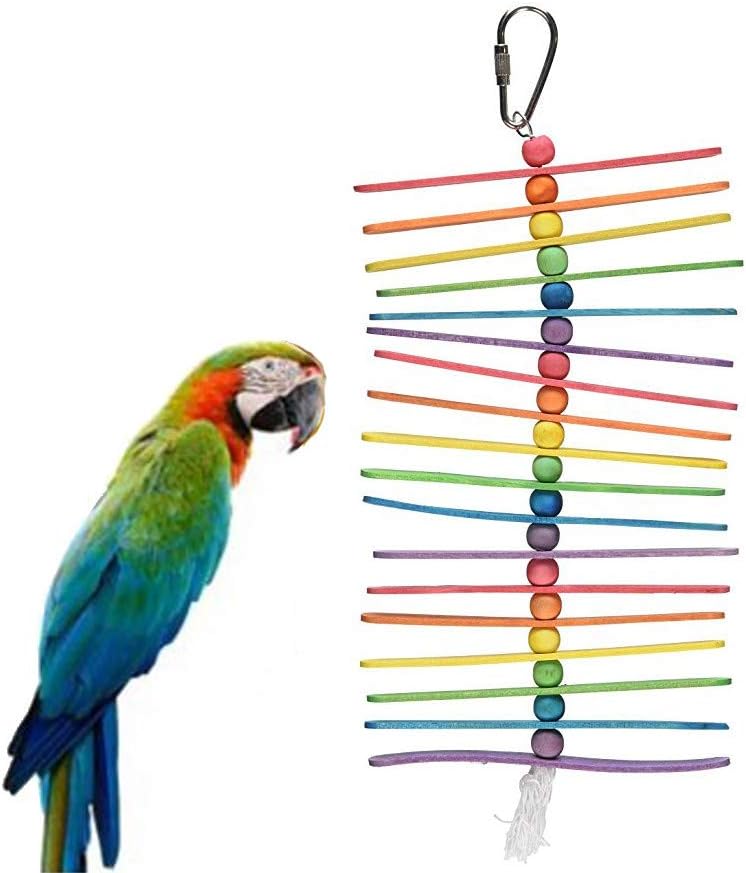 Lomsarsh New Bird Toys Small Parrot Hanging Tearing Toy and Popsicle Sticks Bird Toy for Pet