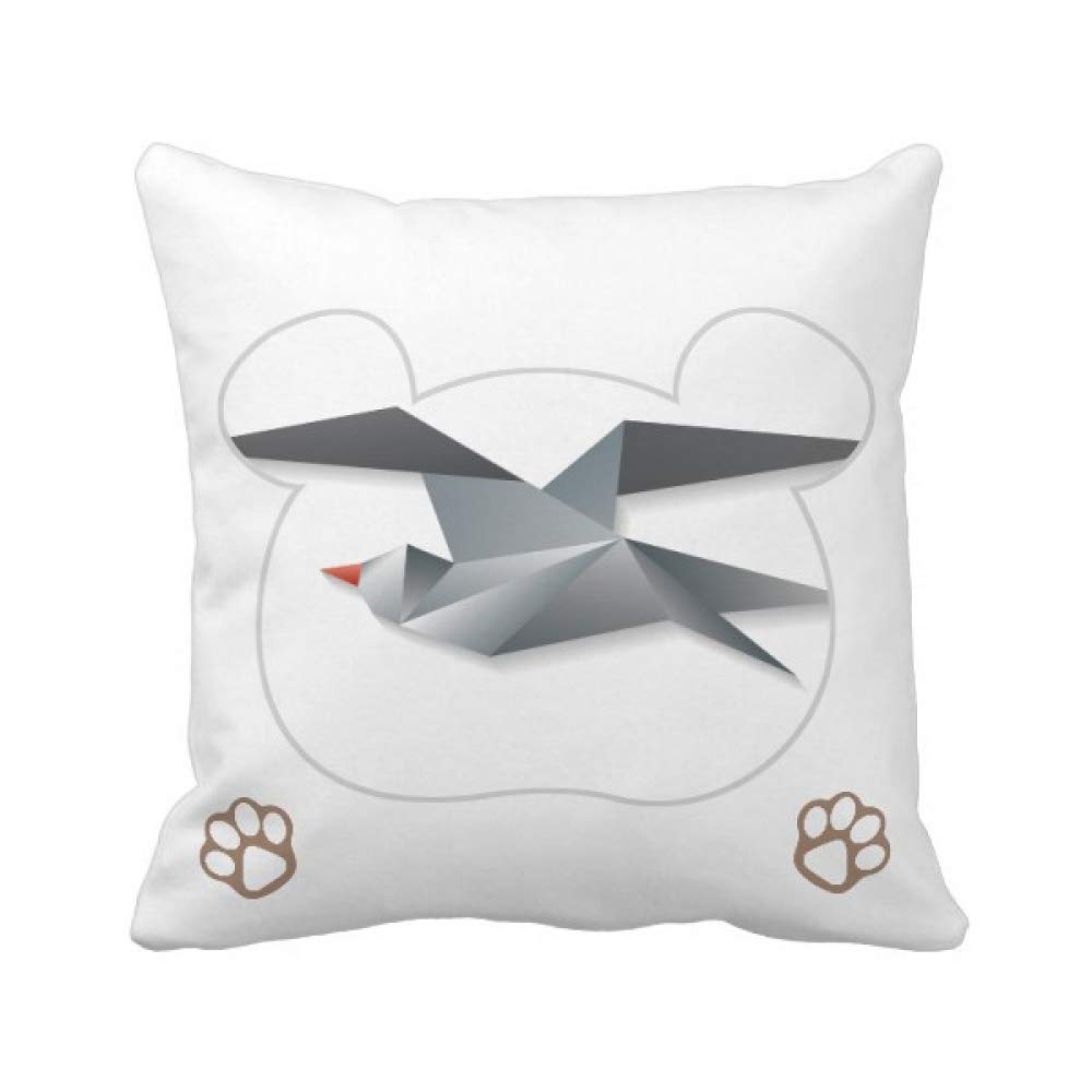 Housse de coussin corbeau origami motif géométrique abstrait carré