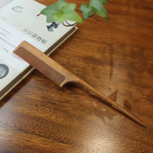 Peines de cola de rata de madera con dientes finos, pack de 4 miniatura 4