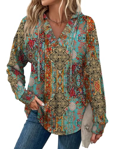 Image of Sampeel Hoodies for Women Trendy Fall Fashion 2025 V Neck Oversized Sweatshirt Plus Size Tops Clothes