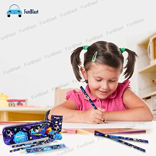 FunBlast Space Theme Stationery Kit for Kids - Stationery Box Pencil Pen Eraser Sharpener and Space Pencil Box- Stationary Kit Set for Boys and Girls, Birthday Gift for Kids (Multicolor) - Image 5