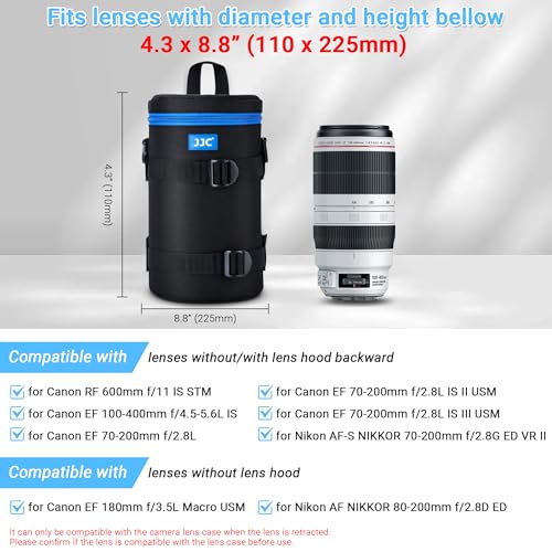 JJC Large Camera Lens Carrying Case Bag for Canon RF 100-500mm F4.5-7.1L IS, EF 100-400mm, 70-200mm f2.8 III II, RF 600mm f11, AF-S 80-200mm, 70-200mm f2.8G VR II and Other Lens Below 4.3 x 8.8(D x L) by JJC - Image 2