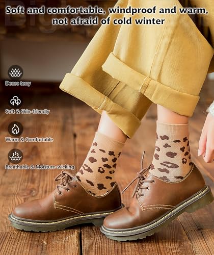 Image of IIG 3-5 Pairs Womens Super Thick Warm Winter Crew Socks Cute Fashion Knit Cozy Socks Gifts for Women