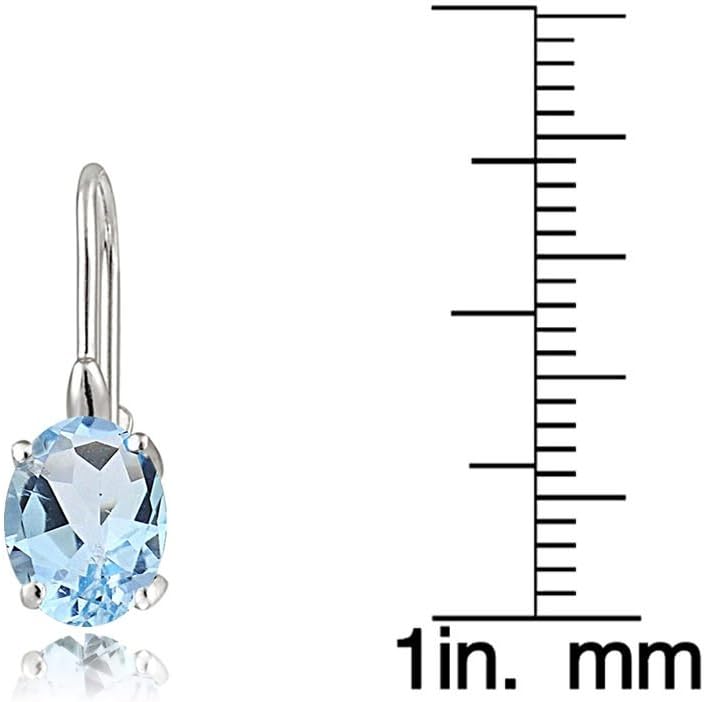 Sterling Silver Choice of Gemstone Birthstone Oval Leverback Earrings