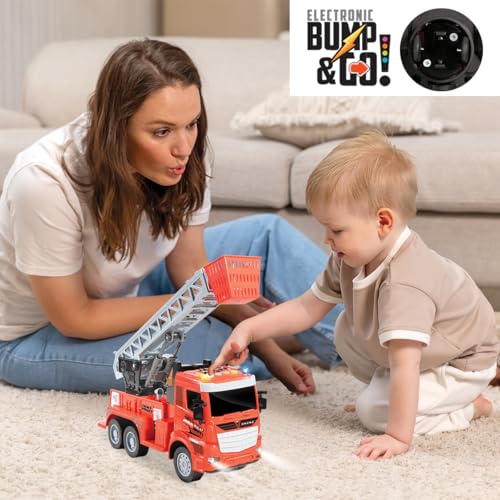 Image of Amazon Brand - Jam & Honey Bump and Go Trucks for Kids | Fire Truck for Kids for Age 3+ Years | Red